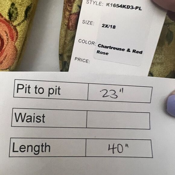 Unique Vintage Chartreuse Red Rose Velvet Wrap Dress - Picture 10 of 12